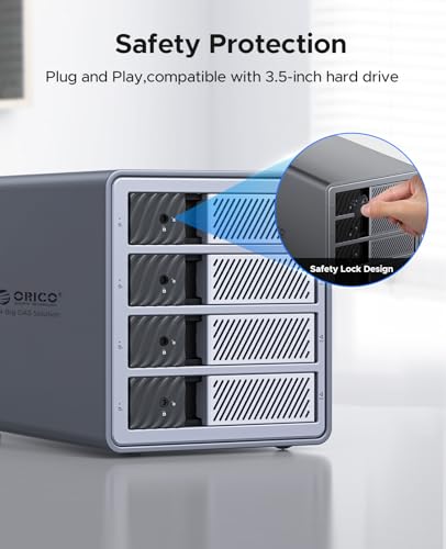 ORICO 3.5" SATA to USB 3.0 Aluminum Hard Drive Docking Station 4 SSD/HDD Slot with Power Supply and Fan Support RAID 0/1/5/10 (9848RU3)