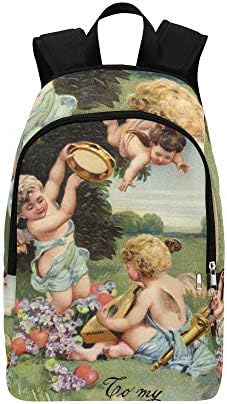 Happy Valentines Day Cupids Playing Musical Instruments Casual Daypack Travel Bag College School Backpack for Mens and Women