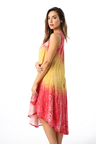 Riviera Sun Rayon Crepe Marble Sleeveless Umbrella Dress 21839-MUL-M - Thumbnail 2