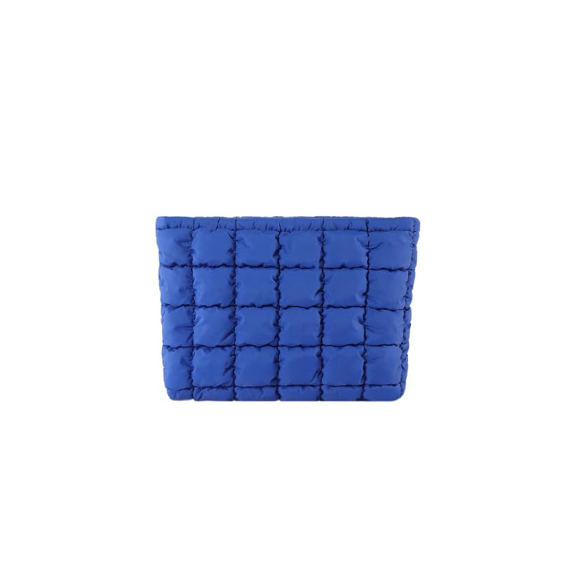 HFLZBRO Puffy Quilted Makeup Bag, Cosmetic Bag, Travel Toiletry Organizer Pouch, Clutch for Women (Blue) — image 1
