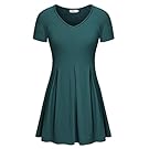BEPEI Women Short Sleeve Fit and Flare Pleated Fitted Empire Waist Peplum Tops
