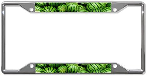 License Plate Covers Watermelon Chrome Metal License Plate Frame Tag Holder Four Holes