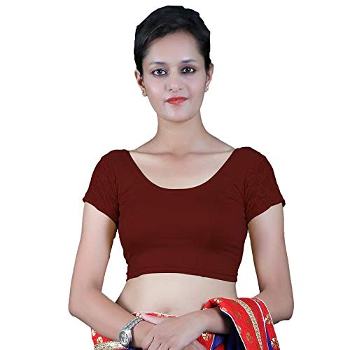 Women's Lycra Back Designer Short Sleeves Stretchable Blouse