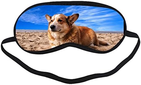 Coolstuffs Welsh Corgi Lying on the Sand Under White Cloud Blue Sky Funny Sleeping Mask Single Strap Super Soft Sleeping Eye Cover Comfortable Customized