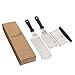 Metal Spatula Stainless Steel and Scraper - Professional Chef Griddle Spatulas Set of 3 - Heavy Duty Accessories Great for Cast Iron BBQ Flat Top Grill Skillet Pan - Commercial Grade
