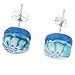 Glass Of Venice Murano Glass Venetian Reflections Round Stud Earrings - Aqua Silver