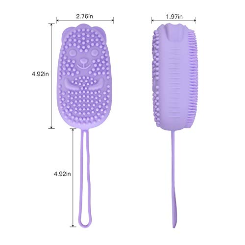 Silicone Bath Body Brush for Girl, Exfoliating Body Scrub Brush, Shower Cleansing Scrubber Brush for Princess, Double-Sided Silicone Sponge Bath Brush with Soft Brush Head and Hard Massage Ball
