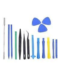 16 en 1 Professional Safe apertura Pry herramienta Kit de reparación con nylon non-abrasive Spudgers y Pack de 2 pinzas, 16 pcs antiestáticos.