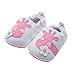 PAMBO Newborn Baby Girl Slip-On Walking Shoes Breathable Soft Soled(4-10M) White