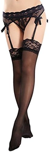 TAROMAING Women's 3 Pieces Lace Garter Belt Stockings Sets with Butterfly Panty