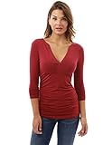 PattyBoutik Women's V Neck Empire Waist Ruched Blouse