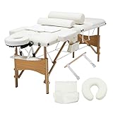 Uenjoy Folding Massage Table 84'' Professional Massage Bed 3 Fold With Additional Accessories,White