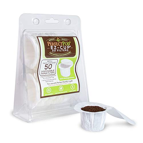 Perfect Pod EZCup Paper Coffee Filters with Patented Lid for Single