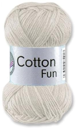 Gründl Cotton Fun Wolle Set 6x 50 Gramm Wollweiss 02 aus 100 % Baumwolle, Schulgarn