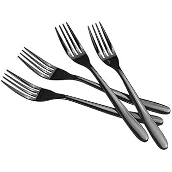 Vababa 16-Piece Black Dinner Forks, Stainless Steel