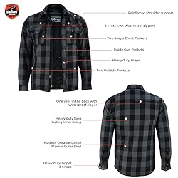Men Motorcycle Flannel Shirt Sporty Armored Kevlar