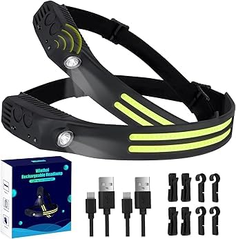 Winthai Stirnlampe Led Wiederaufladbar, 2 SuperHell 450 Lux Mit 5 Modi 1500mAh Kopflampe, 230°Ultra Weitwinkel Stirnlampe Led, 95g Licht IPX4 Wasserdicht, Ideal für Laufen Angeln Radfahren Camping. 8