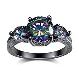 Black Engagement Rings for Women, 14K Black Gold