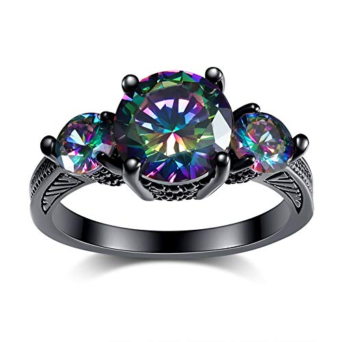 Black Engagement Rings for Women, 14K Black Gold