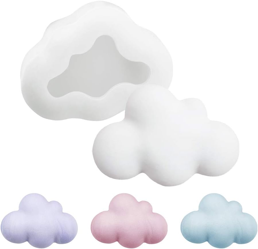 WANDIC Silicone Mold, 1 Pc 3D Cloud Silicone Mould Handmade Candle Making Supplies Soft Mold for DIY Candles Soap, Decoration Pendants