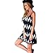 ThinIce Women's Casual Geometric Printed Sleeveless Tassel Spaghetti Strap Loose Short Dress