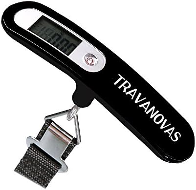 Travanovas Portable Digital Hanging Compact Luggage Travel Scale w/ 110 lb Capacity Black