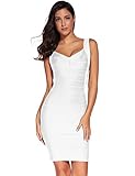 Meilun Women's Backless Low-cut Sling Bandage Cocktail Dress (Small, White)