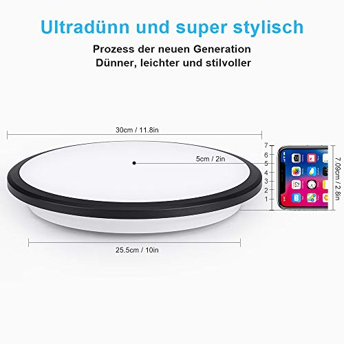 24W LED Deckenleuchte Deckenlampe LED bedee Deckenlampe Schlafzimmer Badezimmer Wohnzimmer Wasserdichte IP44 Deckenleuchte Bad Badlampe Decke LED 4000K 2040LM Deckenbeleuchtung [Energieklasse A++]