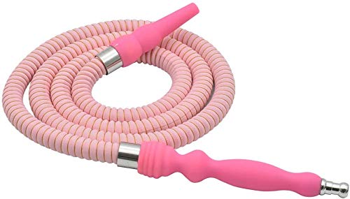 Photo 1 of Kitosun Silk Hookah Hose with Rubber Handle Metal Tip Leather Wrapped Hookah Pipe Washable Durable 65" Long Shisha Hose (Pink)