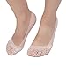 Flammi Women's 4 Pairs Low Cut Lace No Show Liner Socks Cotton Bottom Non Slip (Beige)