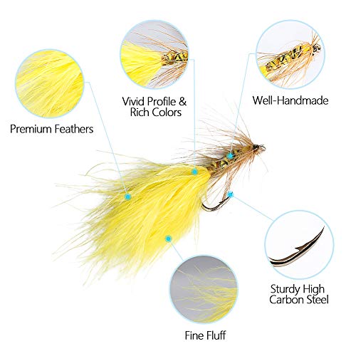 Ertisa Truite Pêche à La Mouche Mouches Leurres, Lot De 30 Insecte Voler Appâts De Pêche Lure Leurres, Saumon, Truite, Truite Arc-en-ciel, Ensemble De Leurres De Pêche à La Mouche