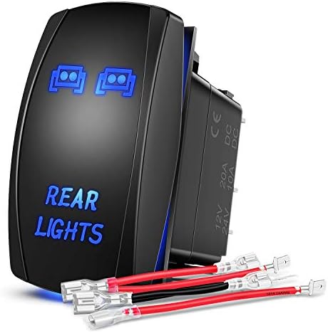 Electrical Jumpers 50 Pcs Rocker Switch Toggle On Off On 12V/20A 24V/10A 7Pin DPDT Blue LED Light, With Jumper Wires Set For Marine Boat Car Truck Trailer 4x4 Caravan RV SUV ATV