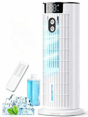 Portable Air Conditioners, 4 in 1 Evaporative Air Cooler, 1000ML Tower Fan with Remote, 3 Wind Speeds&Turbo Mode, 2 Mist,10H Timer, 90° Oscillation Portable AC for Home, Office CoamoTrail (Beige)