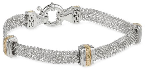 18k Yellow Gold Plated Bronze Yellow Diamond Accent Multi-Chain Bracelet, 7.25"