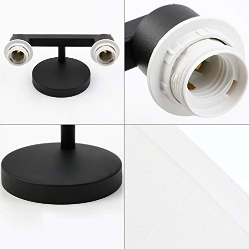 PERMO Indoor Bedside Hidden Night Wall Lamp Single 2-Lights Vintage Industrial Fixture with Semicircular Fabric Shade for Reading Bedroom Living Room Dining Room Hotel(White)