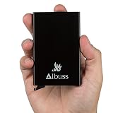 Albuss Minimalist Metal Wallet - Ultra Slim Credit Card Holder With Anti-Theft RFID Blocking Technology - Front Pocket Wallet With Automatic Pop-Up Sliding - Adhesive Cell Phone Card Holder Included