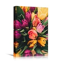 Canvas Wall Art Pink Petals Colorful Farmhouse/Country Floral Multicolor Patterns Photography - 12x18 inches