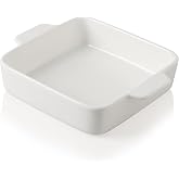 Sweejar Ceramic Baking Dish, 8 x 8 Cake Baking Pan for Brownie, Porcelain Square Bakeware with Double Handle for Casserole, L