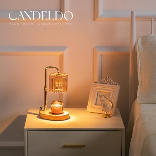 Candeldo Candle Warmer Lamp with Timer: Gold Candle Warming Lamp with 2 Bulbs Height Adjustable Wax Melt House Warming Gift New Home Decor Birthday Gift for Women