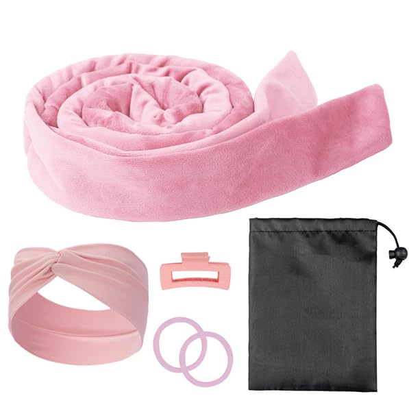 MUNSKT Heatless Curlers Headband, Heatless Curlers, Heatless Hair Curling Set, No Heat Hair Curlers with Accessories, Overnight Heatless Soft Curls, Heatless Curlers for Long and Short Hair (pink)