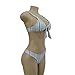 FAFOFA Sexy Women Push-up Padded Bra Bandage Bikini Set Hit Color Striped Bathing Suit,Small,Lightgrey