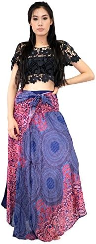 Cotton Rose Hippie Gypsy Bohemian Skirt Beach Dresses Cover UPS Sundresses Women (SMcB Blueberry)