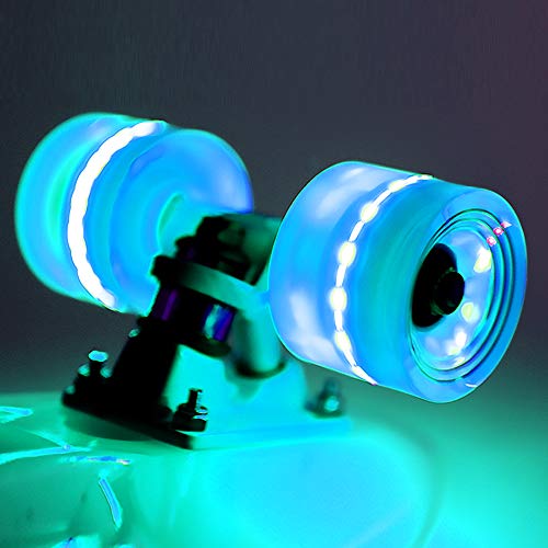 LOSENKA 6045 Fish Skateboard Wheels Flash PU Crusier Skateboard Wheels (4 Pack with Bearing) (Flash Blue)