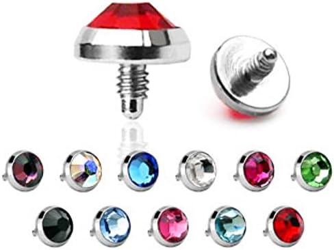 Freedom Fashion Gem Flat Dome for Internally Threaded Dermal Anchor 316L Surgical Steel (Sold by Piece)