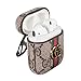 Fit for AirPods 1&2 Wireless Headphone Cases,New Luxury Leather Fashion GG Monogram Style Full Protective Shockproof Cover with Carabiner for Apple AirPods Charging Case(GG)