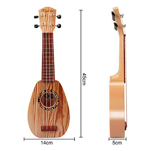 aPerfectLife 17" Kids Ukulele Guitar Toy 4 Strings Mini Guitar Children Musical Instruments Educational Learning Toys with Picks and Strap for Toddler Kids Boys Girls Beginner Starter (Wooden)
