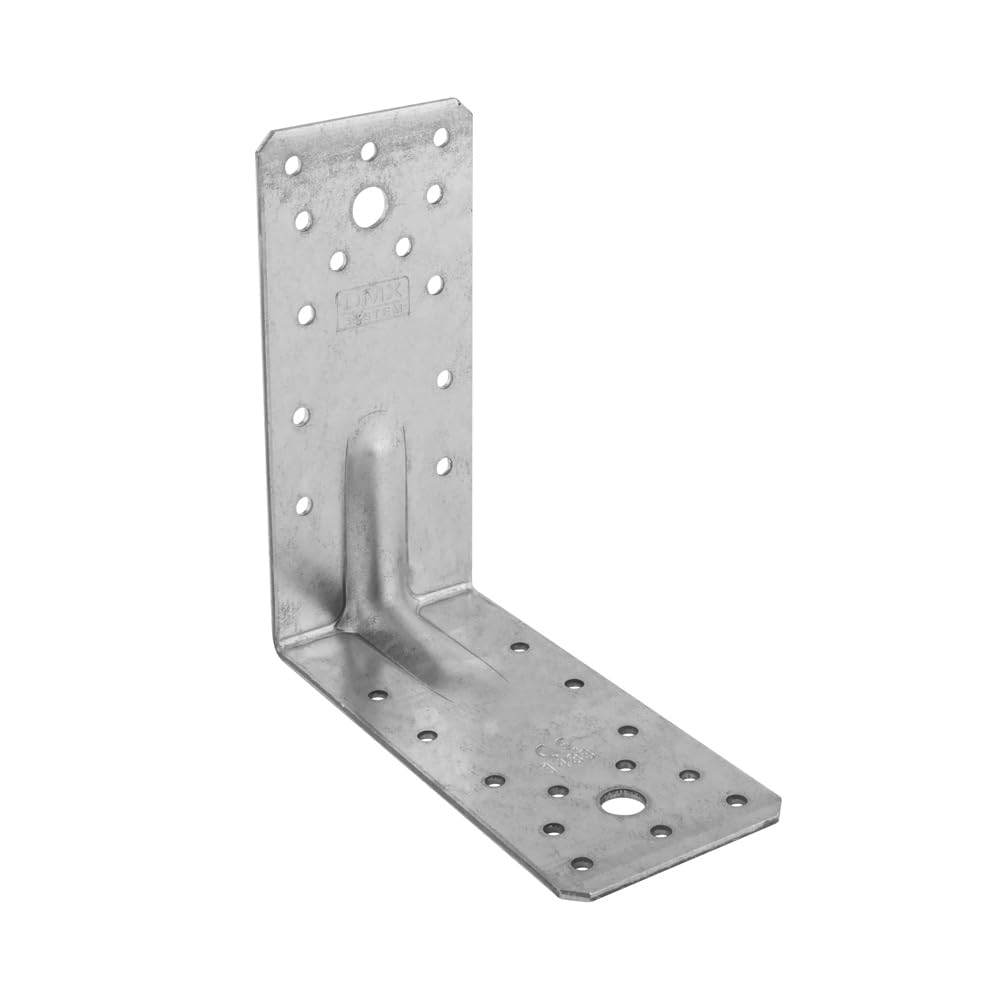 140mm x 140mm x 65mm Galvanised Heavy Duty with Reinforcment Angle Brackets for Wood 2.5mm Thick Timber Steel Zinc Plated Steel KP5 (Pack of 10) L12-K12ABC