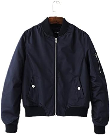 Season Show Womens Flight Jacket Casual Quilted Bomber Jacket Navy M