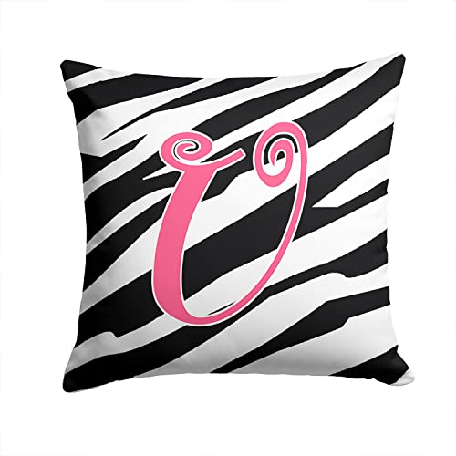 Caroline's Treasures CJ1037-UPW1414 Letter U Initial Zebra Stripe and Pink Fabr…