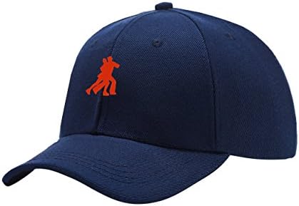 Ice Skating Silhouette Navy Blue Peaked Hat Embroidered Logo Adjustable Fish Cap